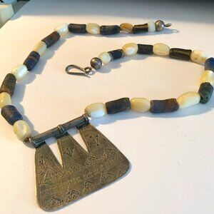 VINTAGE BRASS PENDANT GEMSTONE NECKLACES